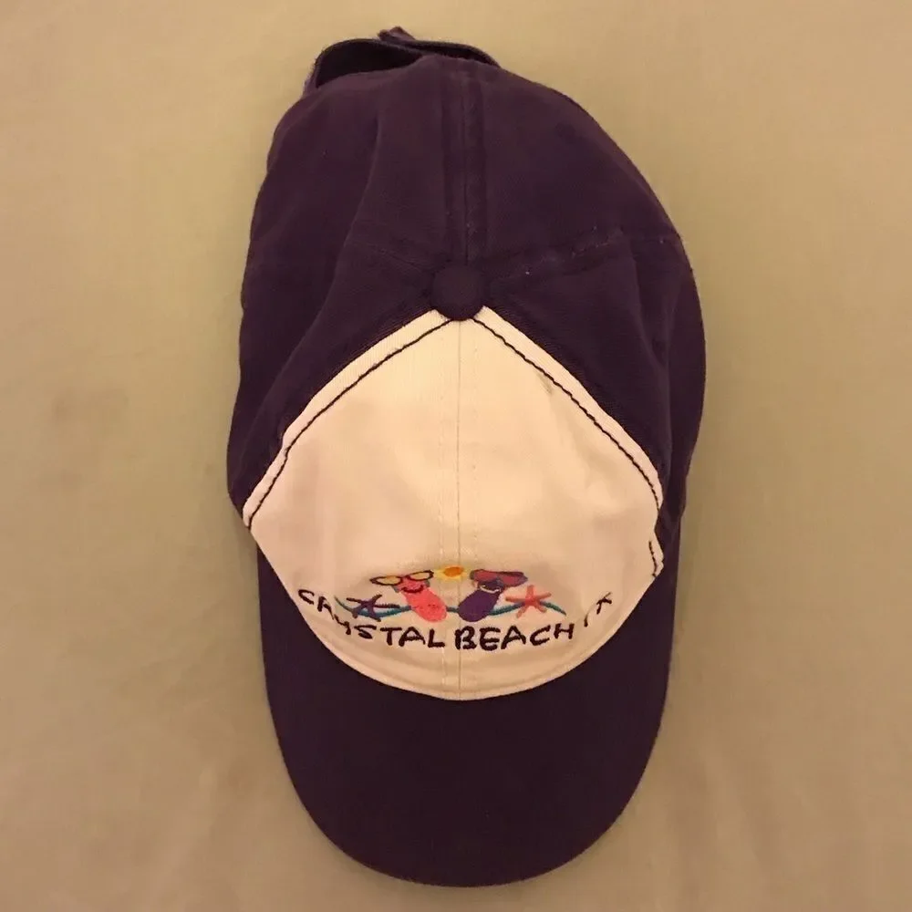 JHats Crystal Beach TX Purple & White Baseball Hat